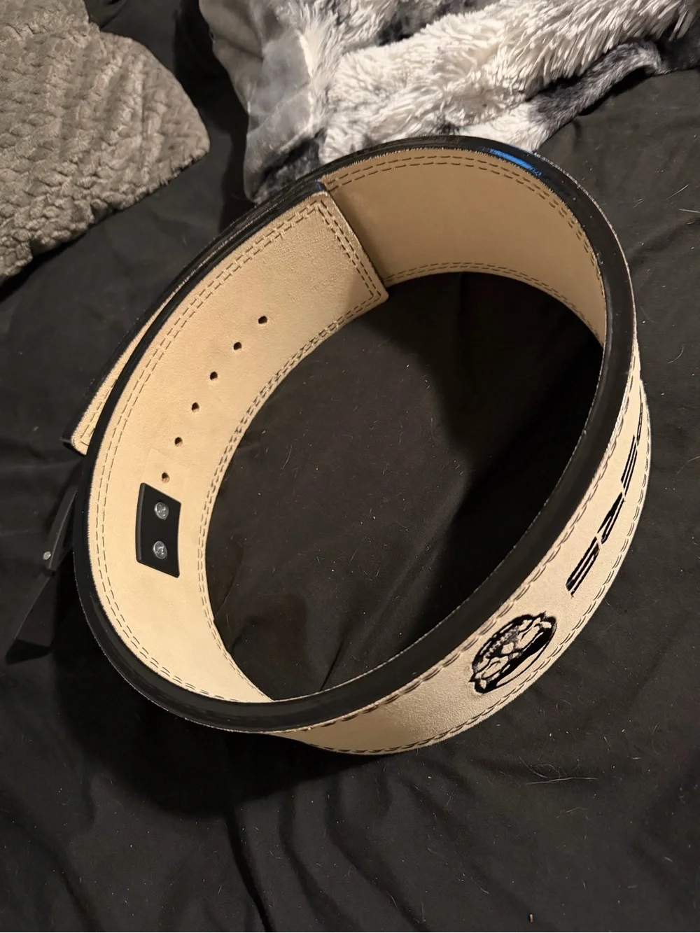 Calvin Klein White Leather Belt with Black Buckle